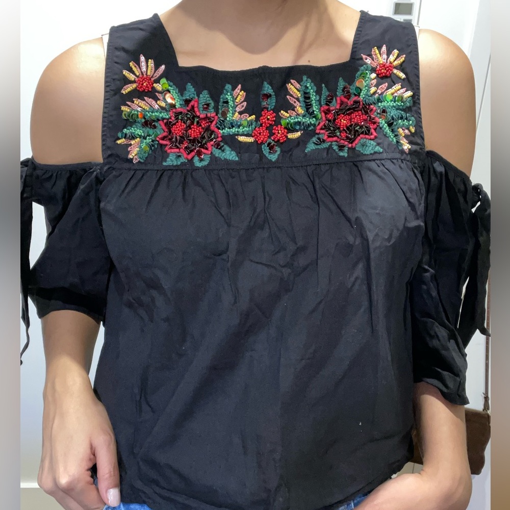 Black beaded top